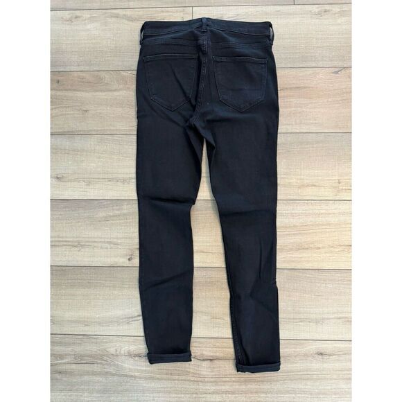 Women’s HOLLISTER jeggings W27  L26 High Rise Crop Stretchy 5 R Black Distressed - Picture 2 of 4